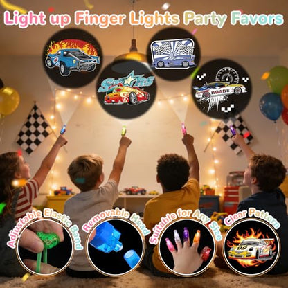 36 Pack Race Car Party Favors LED Finger Lights, Lightning Racing Inspired Birthday Party Goodie Bag Stuffers, Classroom Treasure Box Rewards, Party Supplies for Boys & Girls - style: Race Car