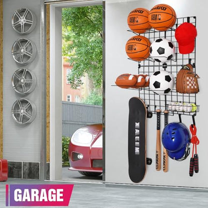 GADFISH Wall Mounted Garage Sports Equipment Organizer, DIY Assembly Ball Storage Rack for Sports Gear and Toys, Garage Ball Holder for Wall Garage Organization Accessorie