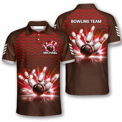 GABITA Personalized Bowling Jerseys for Men, Custom Bowling Polo Shirt, Bowling Shirts Gift for Bowler Team Player - color: A58
