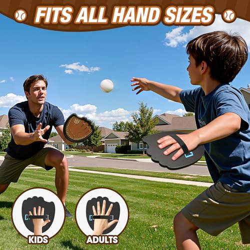 HYES Toss and Catch Ball Set, Outdoor Games for Kids Ages 3-12, Sticky Catch Game Toy with 2 Paddles & 3 Balls, Toddler Baseball Glove Set for Beach Yard Camping, Gift for Boys & Girls - style: 2 pack