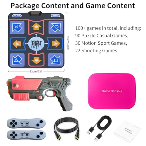 Retro TV Game Console for Kids,Kids TV Games with Dance Mat,with 21 AR Gun Shooting Game, 200+ Dance mat Songs,100+ independently Developed Games, Plug and Play,Giftware for Boys & Girls