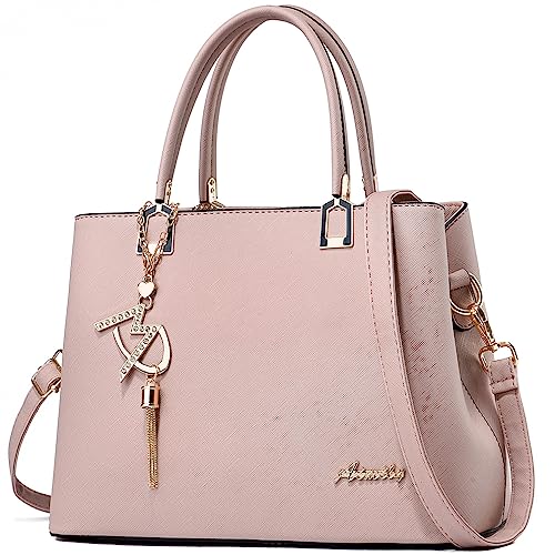 Womens Purses and Handbags Shoulder Bags Ladies Designer Top Handle Satchel Tote Bag - color: Dark Pink