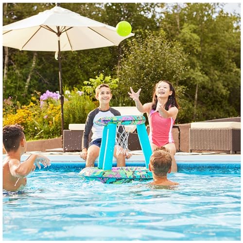 SwimWays Hydro Spring Hoops Inflatable Basketball Hoop, Waterproof Basketball Set with Hoop and Ball, Outdoor Games, Water Toys for Ages 5 and Up - color: Spring Hoops