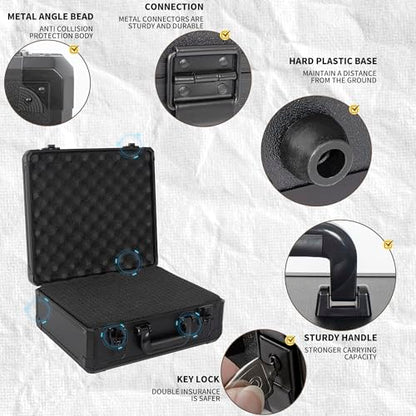 12.6 Inch Carrying Case With Customizable Pre-Diced Foam, Aluminum Case, Aluminum Alloy Sturdy Build, Storage Case for Microphone, Equipment, Camera, Tools, Recorder, etc - size: 12.6x9.8x5.5 Inch