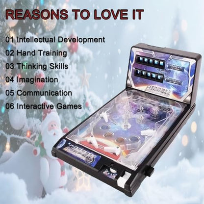 Birthdays Arcade Electronic Pinball Machine, Mini Pinball Game Toy, Retro Tabletop Pinball Machine Kit for Home Party Gift, Action and Reflex Game with Lights