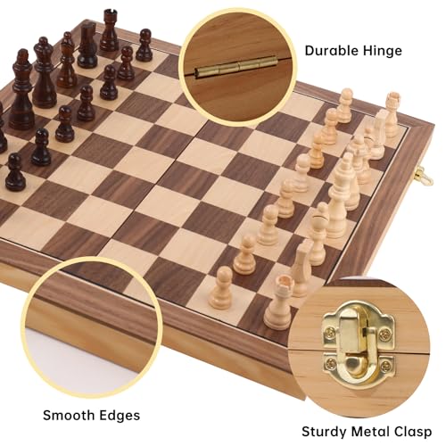Wooden Chess Set with Folding Board - 15" Classic Magnetic Chess Set with Protective Bag for Adults, Chess Lovers Tournament Professional Beginner - color: Natural Wood, size: 15 inch