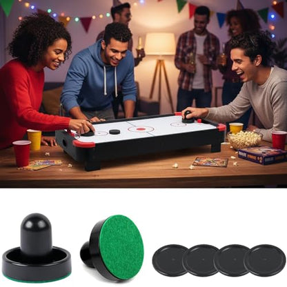 10-piece Set Mini Air Hockey Pushers and Pucks, Strikers Goal Handles Pushers Paddles Air Hockey Table Replacement Accessories, (2 Pushers, 4 Pucks,4 Pads), 60MM - color: Black