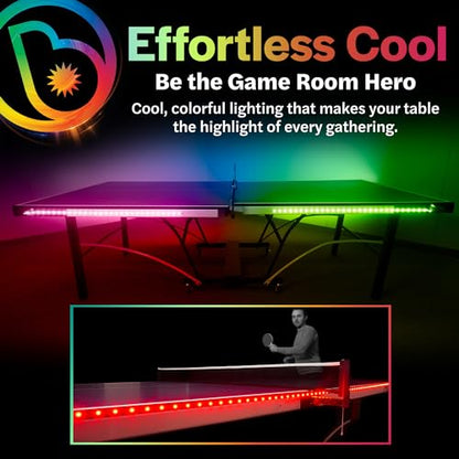 Brightz LED Ping Pong Table Light - Electrify Your Gameplay Experience! 12-Foot Light Strip for Ping Pong Tables - Color Changing or Solid Color Modes (Table Not Included)