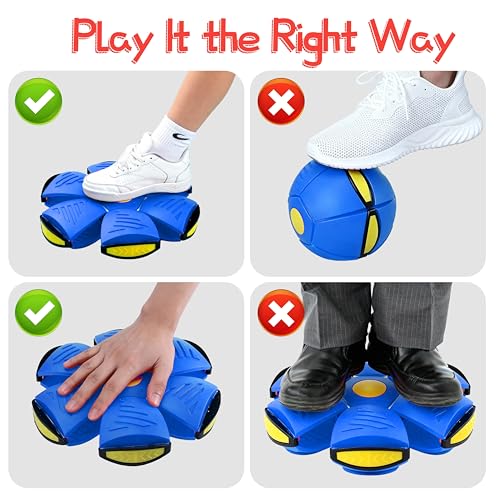 Magic Metaball, Magic Bouncing Ball, 2PCS Magic Flying Saucer Interactive Pop-Up Transform Toy, Family Interaction Blue and Green Bouncy Ball, Delay Frisbee Flying Disc Toy with 6 Light - color: Green & Blue