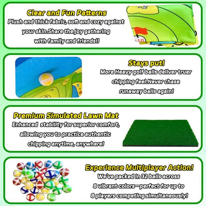 Battle Golf Chipping Game, 80”x80” Large Chipping Mat,Play Outdoor Sticky Golf for Adults,Unique Multiplayer Indoor Outdoor Chipping Game,Friends Family Yard Target Game