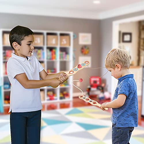 ArtCreativity Wooden Flip Paddle Game, Set of 2, Wood Paddle Toy with Red Ball on String, Outdoor Toys for Boys and Girls, Beach and Backyard Games for Kids and Adults, Great Gift Idea - size: 12.33 inches tall
