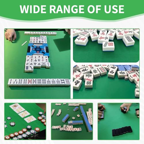 Mahjong Mat, Mahjong Table Mat with Black Carrying Bag,Rubber Anti Slip Game Mat and Noise Reducing Table Cover for Mahjong,Dominoes,Poker,Card,Board Games Table Mat (Green, 31.5 Inches) - color: Green