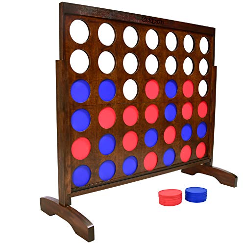 GoSports 4 Foot Giant Wooden 4-in-a-Row Connect Game – Jumbo Party Size with Heavy-Duty Coins – Easy Setup and Portable Design for Indoor and Outdoor Yard Game for Adults - color: Dark Stain Finish