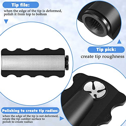 Mudder Pool Cue Tips Repair Tool, Pool Stick Tip Shaper Scuffer Aerator Burnisher Radius Gauge, 5 in 1 Billiards Accessories