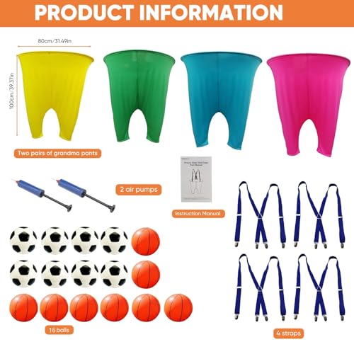 Granny Pants Yard Game Set for Adults - with Thickened Upgraded Bouncy Balls, Straps & Game Manual, Fun Outdoor Party Games for Family Backyard Gatherings（2pcs/4pcs） - size: 4PCS