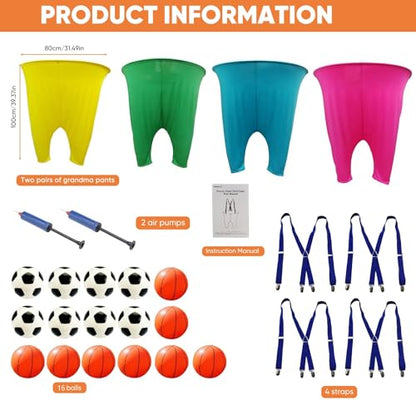 Granny Pants Yard Game Set for Adults - with Thickened Upgraded Bouncy Balls, Straps & Game Manual, Fun Outdoor Party Games for Family Backyard Gatherings（2pcs/4pcs） - size: 4PCS