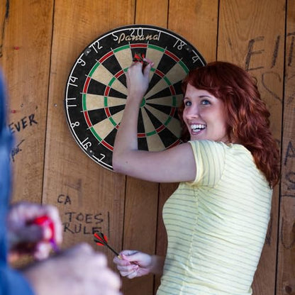 Panana Steel Tip Dartboard Set with 6 Professional Steel Tip Darts, Bristle Dart Round Board Indoor Family Game