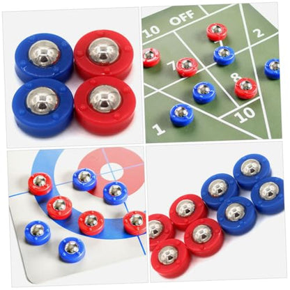 SUPVOX 20pcs Mini Tabletop Shuffleboard Beads Set Blue Red Pucks for Curling and Sliding Games Easy Setup Compatibility for Indoor Fun
