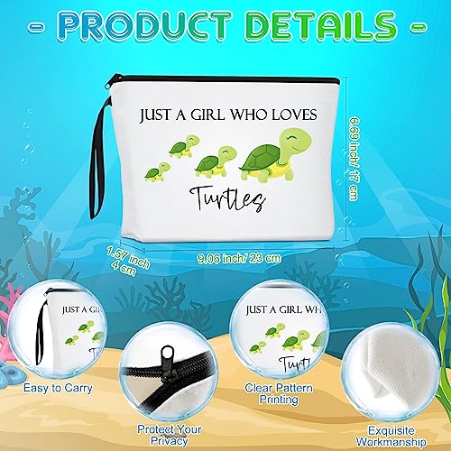 Sieral 2 Pcs Animal Lover Bag Gift for Women Travel Canvas Tote Portable Zipper Pouch Canvas Reusable Grocery Tote - style: Turtle