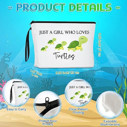 Sieral 2 Pcs Animal Lover Bag Gift for Women Travel Canvas Tote Portable Zipper Pouch Canvas Reusable Grocery Tote - style: Turtle