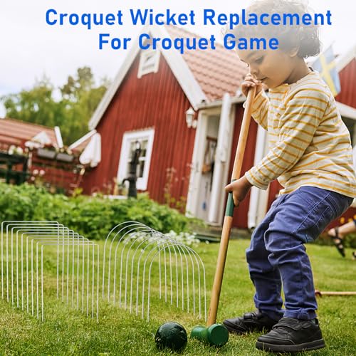 18 Pcs Croquet Wickets Replacement for Croquet 9 x 7.8 Inch Metal Croquet Hoops with Galvanized Rustproof Arch Croquet Wicket Square Wickets Replacement for Lawn Backyard Outdoor Croquet Game