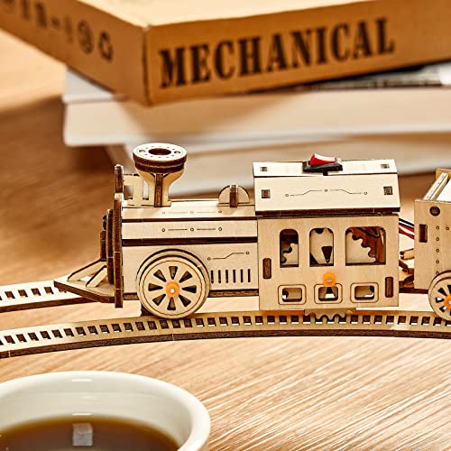 3D Wooden Puzzles Little Truck Train Model Kits Includes Engine & Track, Brainteaser and Puzzle for Christmas/Birthday,Gifts for Adults and Teens to Build Combination - style: Train