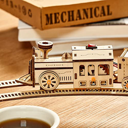3D Wooden Puzzles Little Truck Train Model Kits Includes Engine & Track, Brainteaser and Puzzle for Christmas/Birthday,Gifts for Adults and Teens to Build Combination - style: Train