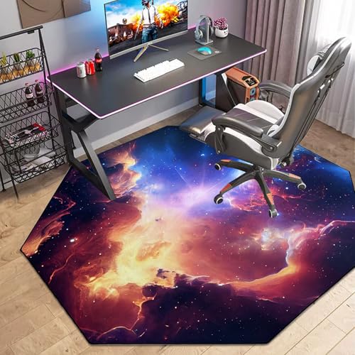 USTIDE Large Computer Gaming Chair Mat Nonslip Rubber Desk Chair Mat Noise Reducing Office Gaming Floor Mat - color: Starry Sky