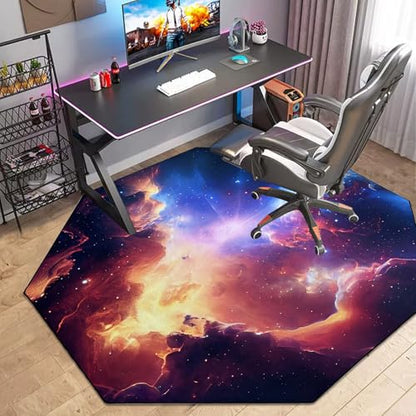 USTIDE Large Computer Gaming Chair Mat Nonslip Rubber Desk Chair Mat Noise Reducing Office Gaming Floor Mat - color: Starry Sky