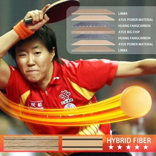 YAN-Long Professional Ping Pong Paddle,Built-in Arylate Carbon Table Tennis Racket,for Intermediater and Advanced Players or Table Tennis Enthusiast（Single Racket）