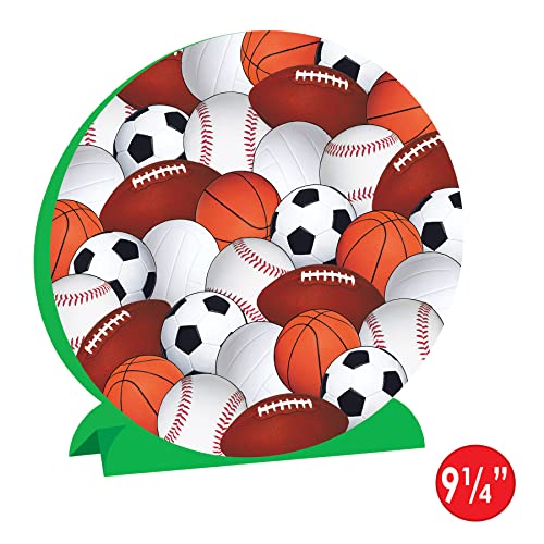 Beistle 3-D Sports Centerpiece, 9.25" Tall - Football, Basketball, Volleyball, Soccer, Baseball Athletic Table Decorations - style: Multi-Sport