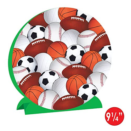 Beistle 3-D Sports Centerpiece, 9.25" Tall - Football, Basketball, Volleyball, Soccer, Baseball Athletic Table Decorations - style: Multi-Sport