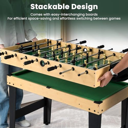 Goplus 10-in-1 Combination Multi Game Table Set, Adult Size Combo Game Table W/Foosball, Table Tennis, Pool, Air Hockey Table, Bowling, Chess, Checkers, Backgammon for Game Night - color: ['Black', 'Brown']