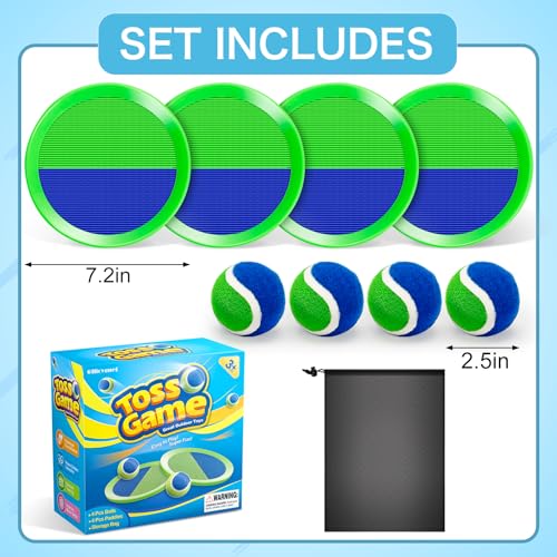 Outdoor Toys for Kids Ages 4-8, Outside Game for 3 4 5 6 7 8 -12 Year Old Boys Girls, Catch Ball Toss Game for Beach, Pool, Yard- Toddlers Birthday Gifts Easter Basket Stuffers(4Pcs Green Paddles) - style: 4 Paddles 4 Balls