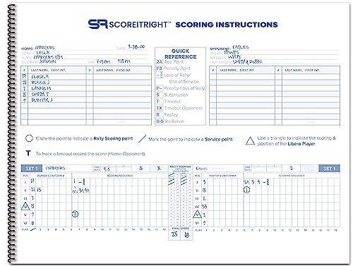 Score It Right Volleyball Scorebook – 24 Match Spiral Volleyball Scorebook with Season Totals and Team Roster Sheet – Premium Paper Volleyball Score Sheet for Rally Scoring and Detailed Instructions