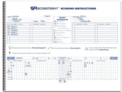 Score It Right Volleyball Scorebook – 24 Match Spiral Volleyball Scorebook with Season Totals and Team Roster Sheet – Premium Paper Volleyball Score Sheet for Rally Scoring and Detailed Instructions