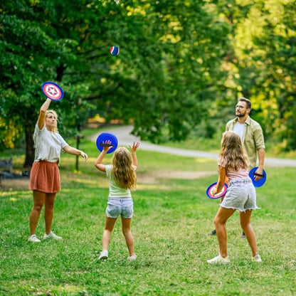PlayZap Toss and Catch Ball Set - Birthday Gift for Toddlers Kids Boys Girls 2-4 5-7 8-13+ Yrs - Baseball Glove Toy Indoor Outdoor Yard Game & Beach/Pool Toy Set 2 Pack - color: Pvc 2 Pack