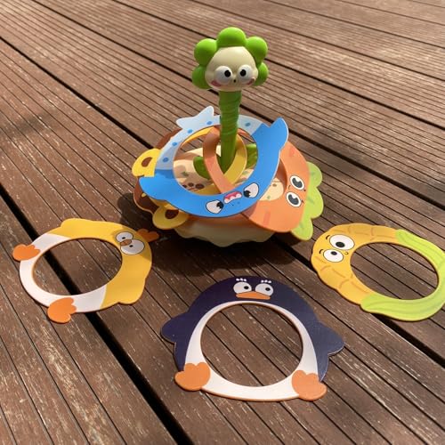 Ring toss Rings, Plastic Rings for Ring toss, Ring Game for Children, Birthday Gift, Tumbler Toy(Green (Sunflower)) - color: Green (Sunflower)
