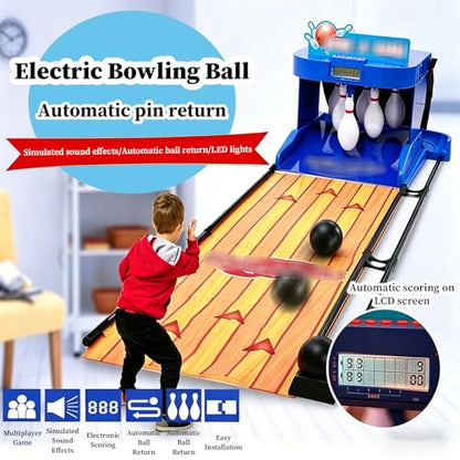 Family Bowling Game, Indoor Bowling Ball Sports Game Console with Automatic Reset, Electronic Bowling Alley Game, for Children and Adults Interactive Game 3.5M - size: 3.5M