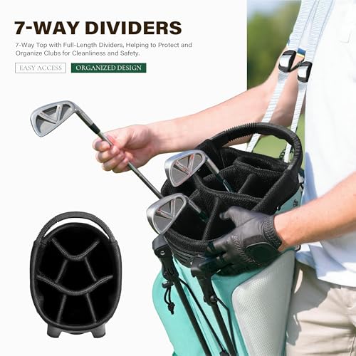 uniHimal Lightweight 7-Way Golf Stand Bag for Men & Women | Carry Bag, Multiple Pockets, Dual Straps - color: Green