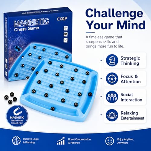 Magnet Chess Game,Board for Kids 8-12 yrs,dults and Family, Strategy Magnet Chess Board Table Games Set. (48 Chess Pieces) - style: 48 chess pieces