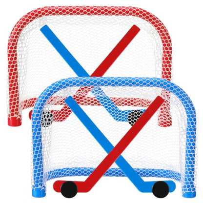 Mini Tabletop Hockey Game Set Including 2 Pcs Goal Nets 2 Pcs Ice Hockey and 2 Sticks Christmas Indoor Desk Novelty Toy Fast Paced Fun Sport Party Games for Xmas Adults