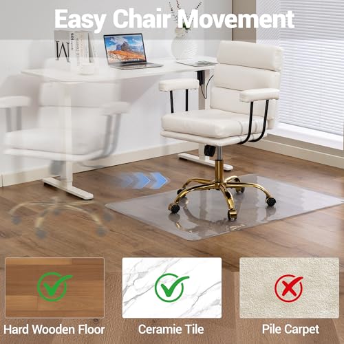 Clear Chair Mat for Hard Floor, 36 x 48 Inches, PVC Floor Mat Under Rolling Chairs for Easy Glide and Wood/Tile Protection, Rectangle - size: rectangle