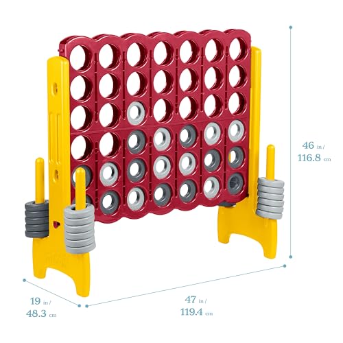 ECR4Kids Jumbo 4-to-Score Giant Game with 42 Rings and Reset Sliders, Kids Games, Cardinal, Gold - color: Cardinal/Gold