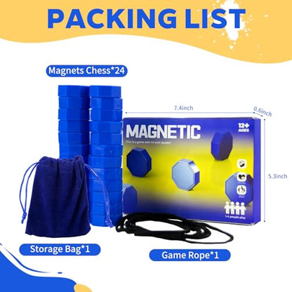Magnetic Chess Game with Stones, 24 Piece Magnet Game with String for Kids & Adults, Puzzle Strategy Board Games for Family Night, Travel, Party & Camping﻿