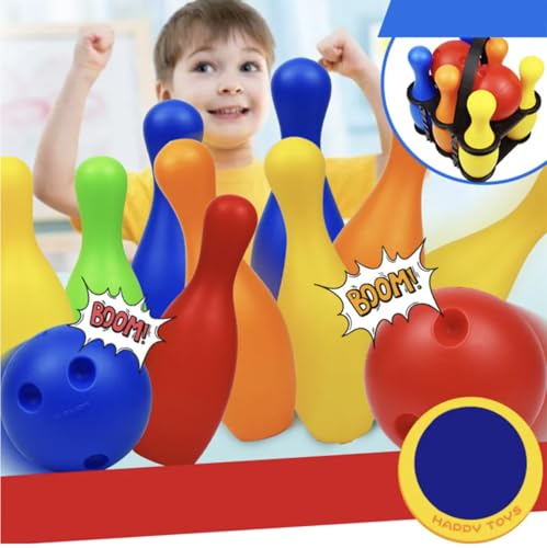 Toddler 6 Pin Bowling Set with Ball, Colorful Indoor and Outdoor Game, Ages 3+