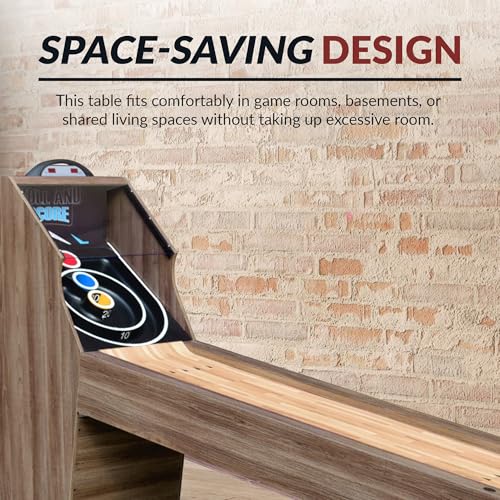 Hathaway Shooting Star 9-ft Arcade Ball Roll and Score Machine Table with LED Electronic Scorer and Sound, Great for Family Recreation Game Rooms, Driftwood