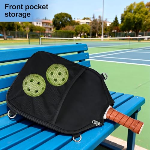 LAKE OF FIRE Pickleball Paddle Cover Crossbody Bag with Adjustable Strap Pickle ball Sling Bag Lightweight Pickleball Gifts for Men and Women - color: Black