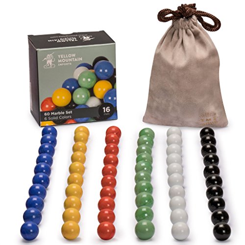 Yellow Mountain Imports 60 Pieces Chinese Checkers Marbles Set with Solid Colors - 16 Millimeters - size: 16mm(Matt)