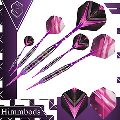 Soft Tip Darts Set 3 Aluminum Shaft Professional Darts Plastic Tip Sets 2BA Replacement Tips + Extra 3 Dart Flights 3 Replace Plastic Shafts for Electronic Dart Board - color: Purple